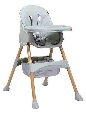 Bebelissimo - Chaise haute 2 en 1 - Evolutive - Réglable - Pliable - woodie