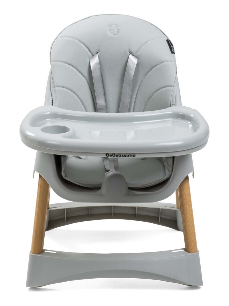 Bebelissimo - Chaise haute 2 en 1 - Evolutive - Réglable - Pliable - woodie Gris - Kiabi