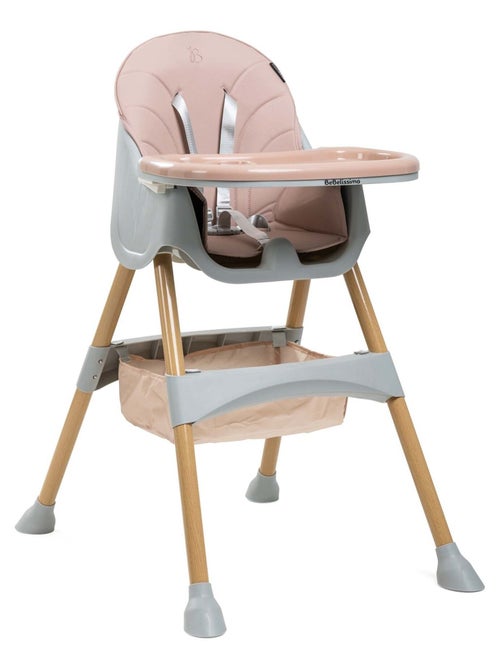 Bebelissimo - Chaise haute 2 en 1 - Evolutive - Réglable - Pliable - woodie - Kiabi