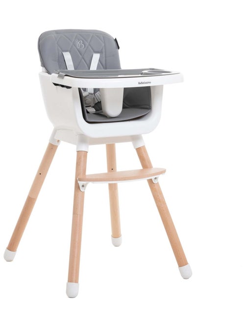 BEBELISSIMO  - Chaise Haute bébé - Évolutive - Réglable - en Bois - 2 en 1 – 6 mois jusqu’à 5 ans - Kiabi