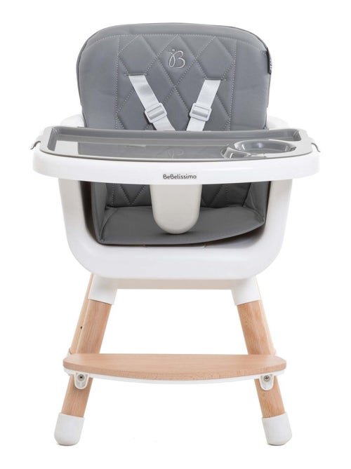 BEBELISSIMO  - Chaise Haute bébé - Évolutive - Réglable - en Bois - 2 en 1 – 6 mois jusqu’à 5 ans - Kiabi