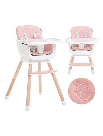 BEBELISSIMO - Chaise Haute bébé - Évolutive - Réglable - en Bois - 2 en 1