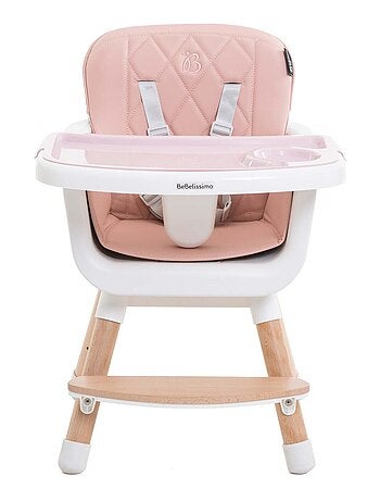 BEBELISSIMO - Chaise Haute bébé - Évolutive - Réglable - en Bois - 2 en 1