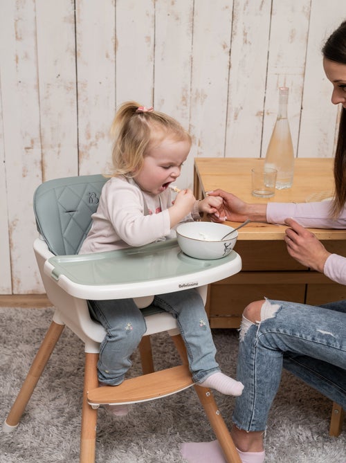 BEBELISSIMO  - Chaise Haute bébé - Évolutive - Réglable - en Bois - 2 en 1 - Kiabi