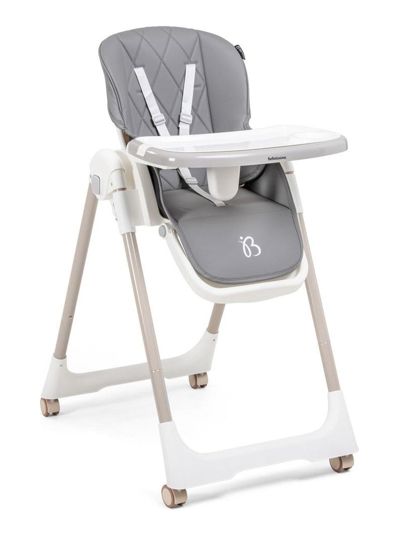 Bebelissimo - Chaise haute évolutive bébé - Pliable - Compacte - Réglable hauteur - De 6 mois à 3 an Gris - Kiabi