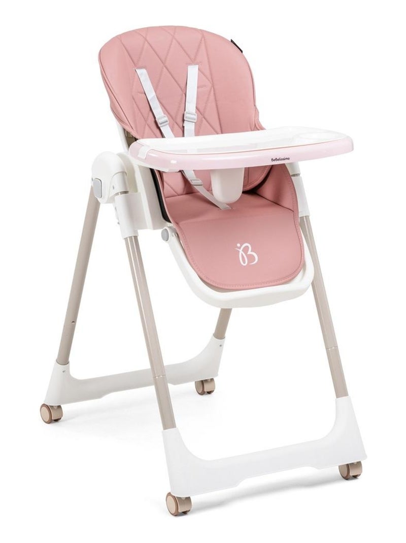 Bebelissimo - Chaise haute évolutive bébé - Pliable - Compacte - Réglable hauteur - De 6 mois à 3 an Rose - Kiabi