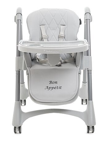 Bebelissimo - Chaise haute évolutive bébé - Pliable - Réglable hauteur - Bon Appetit