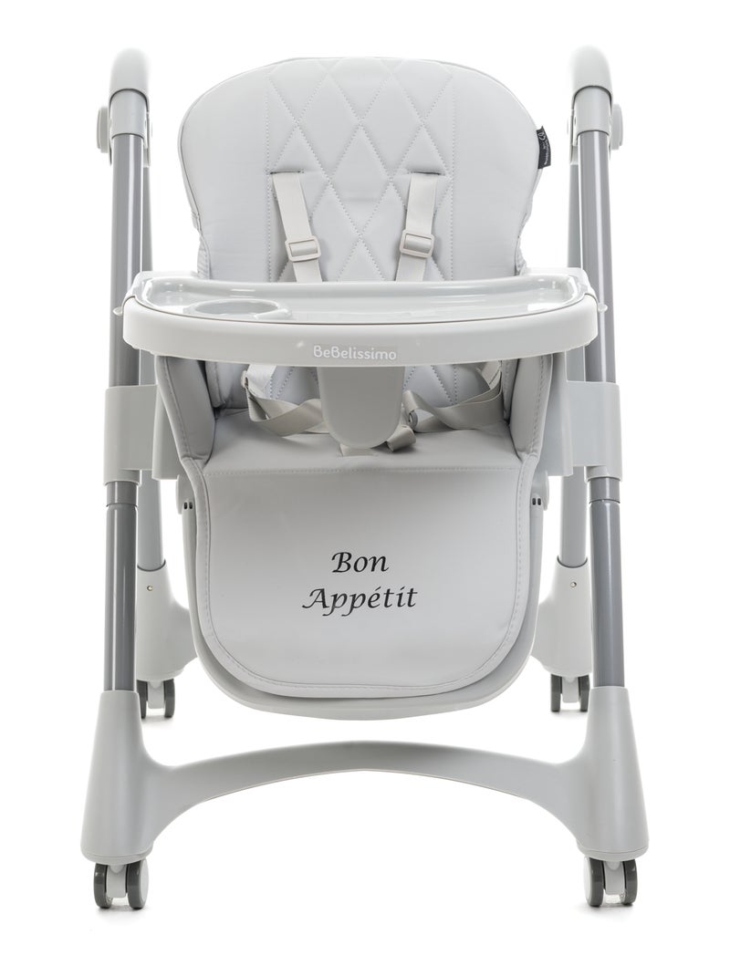 Bebelissimo - Chaise haute évolutive bébé - Pliable - Réglable hauteur - Bon Appetit Gris - Kiabi