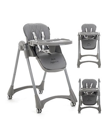 Bebelissimo - Chaise haute évolutive bébé - Pliable - Réglable hauteur - Bon Appetit