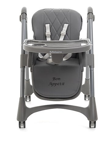 Bebelissimo - Chaise haute évolutive bébé - Pliable - Réglable hauteur - Bon Appetit