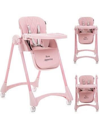 Bebelissimo - Chaise haute évolutive bébé - Pliable - Réglable hauteur - Bon Appetit