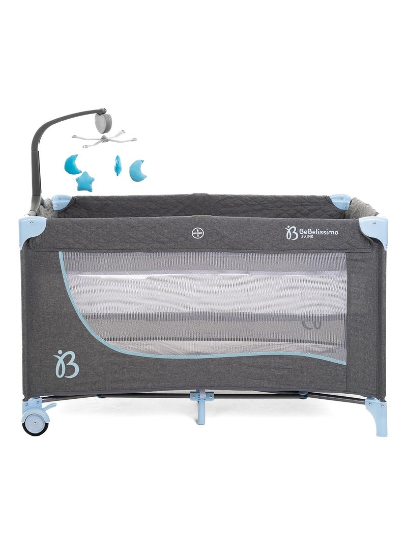 BEBELISSIMO - Lit parapluie bébé - berceau bébé - Nuit - lit pliant - 2 niveaux Bleu - Kiabi