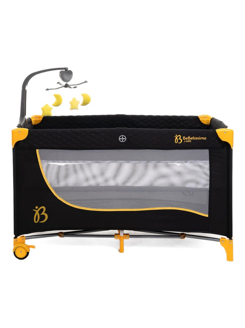 BEBELISSIMO - Lit parapluie bébé - berceau bébé - Nuit - lit pliant - 2 niveaux Noir - Kiabi