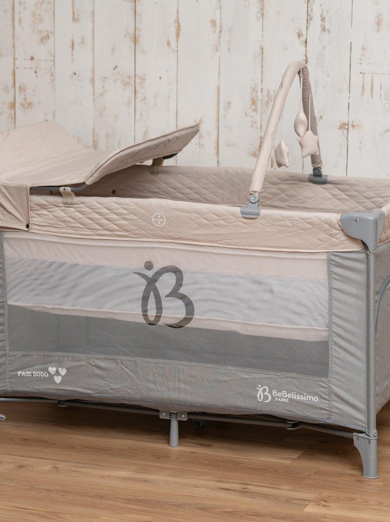 BEBELISSIMO - Lit parapluie bébé - lit pliant - Fais dodo  - table à langer et jouets Gris - Kiabi