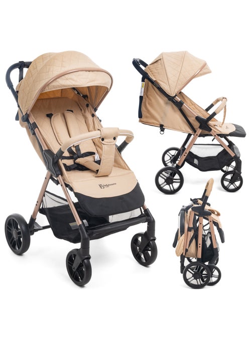 Bebelissimo - poussette bébé canne ultra compacte – noix - Kiabi Bebelissimo - poussette bébé canne ultra compacte – noix - Kiabi