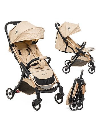 Bebelissimo - Poussette bébé Citadine Ultra Compacte - De 0 à 36 mois - Teano - beige