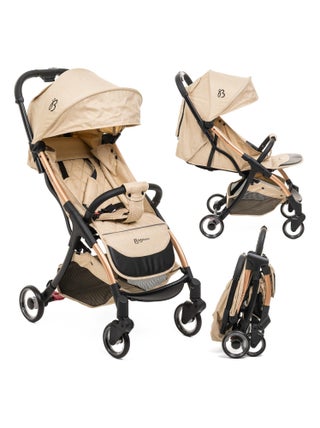 Bebelissimo - Poussette bébé Citadine Ultra Compacte - De 0 à 36 mois - Teano - beige