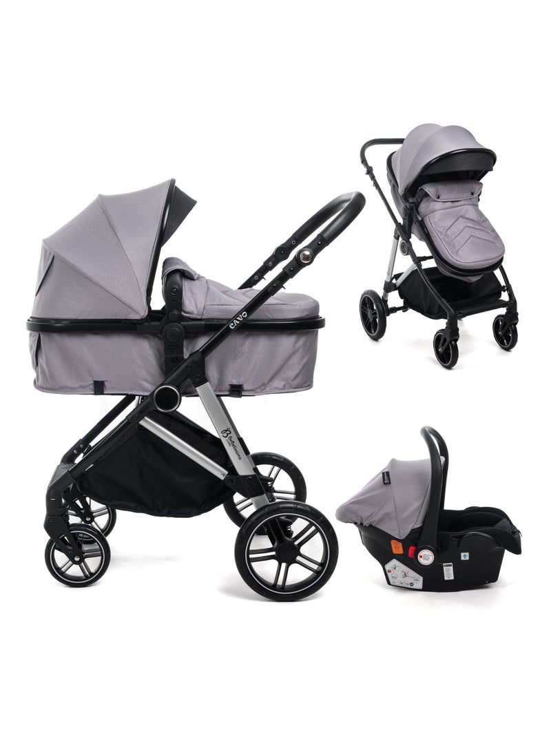 BEBELISSIMO - Poussette combinée trio 3 en 1 - siège auto - CAVO Blanc Argenté Gris - Kiabi