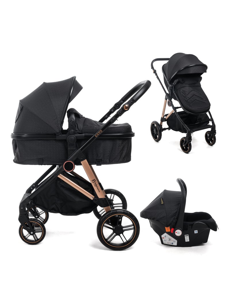 BEBELISSIMO - Poussette combinée trio 3 en 1 - siège auto - CAVO Blanc Noir - Kiabi