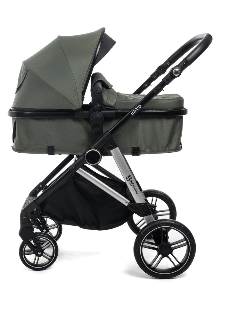 Poussette 3 En 1 BEBBY - Combinée Nacelle + Siège Auto, Pliable Une Main, Cadre Aluminium - 0-36 Mois
