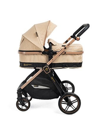 Bebelissimo - poussette combinée trio 3 en 1 - siège auto 0+ iris – base isofix - rose