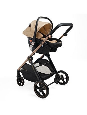 Bebelissimo - poussette combinée trio 3 en 1 - siège auto 0+ iris – base isofix - rose