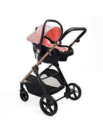Bebelissimo - poussette combinée trio 3 en 1 - siège auto 0+ iris – base isofix - rose