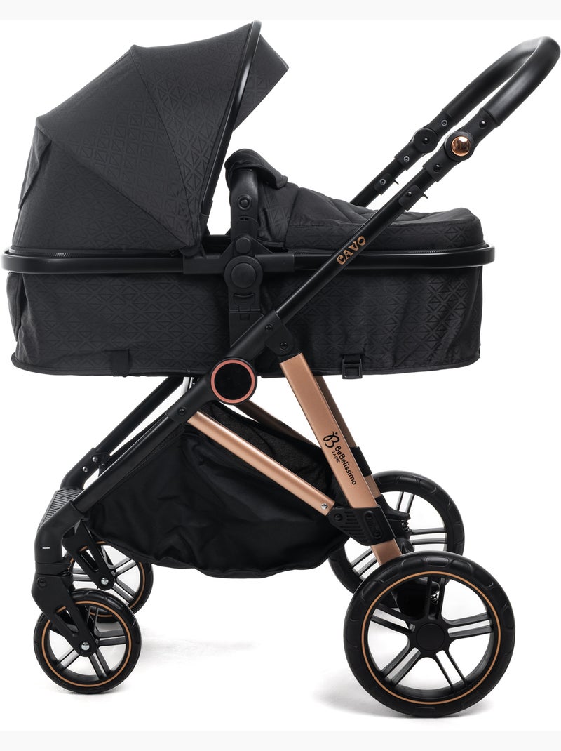 BEBELISSIMO - Poussette combinée trio 3 en 1 - siège auto 0+ IRIS – base Isofix Blanc Noir - Kiabi