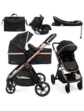 Bebelissimo - poussette combinée trio 3 en 1 - siège auto 0+ iris – base isofix