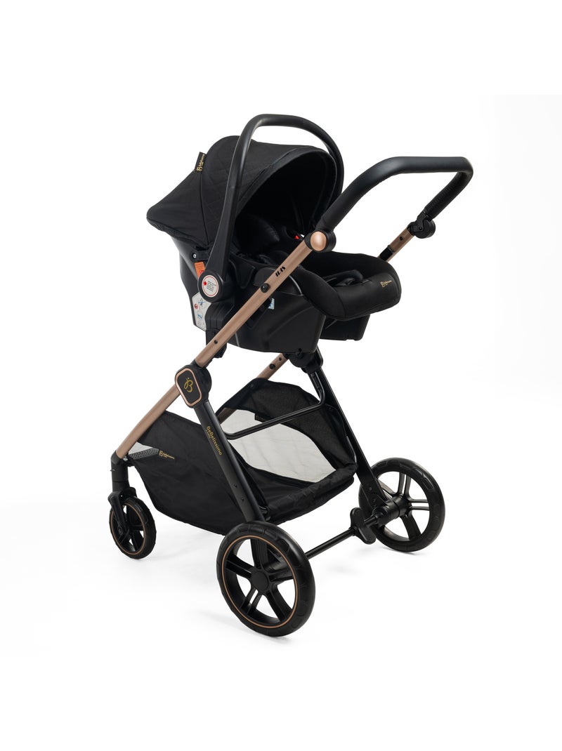 Bebelissimo - poussette combinée trio 3 en 1 - siège auto 0+ iris – base isofix Noir - Kiabi