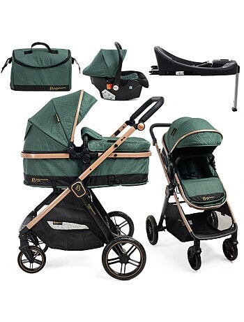 Bebelissimo - poussette combinée trio 3 en 1 - siège auto 0+ iris – base isofix