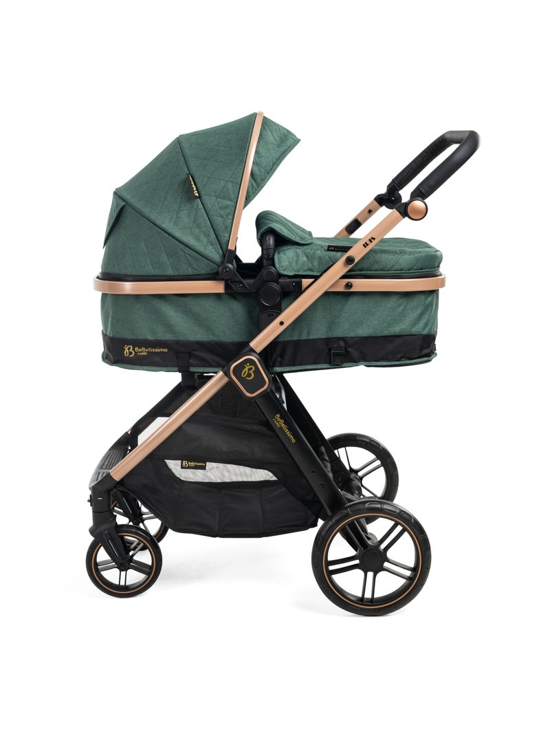 Bebelissimo - poussette combinée trio 3 en 1 - siège auto 0+ iris – base isofix Vert - Kiabi