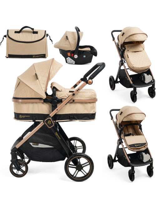 BEBELISSIMO - Poussette combinée trio 3 en 1 - siège auto 0+ IRIS – nacelle   - beige - Kiabi