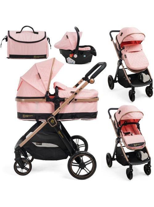 BEBELISSIMO - Poussette combinée trio 3 en 1 - siège auto 0+ IRIS – nacelle    - rose - Kiabi