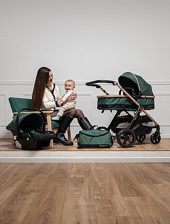 BEBELISSIMO - Poussette combinée trio 3 en 1 - siège auto 0+ IRIS – nacelle - vert