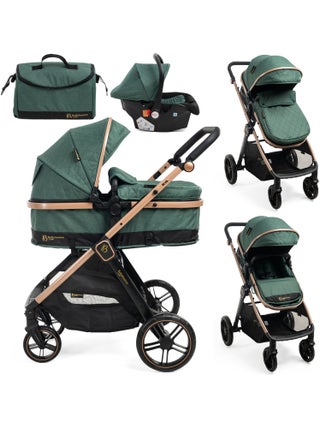 BEBELISSIMO - Poussette combinée trio 3 en 1 - siège auto 0+ IRIS – nacelle  - vert