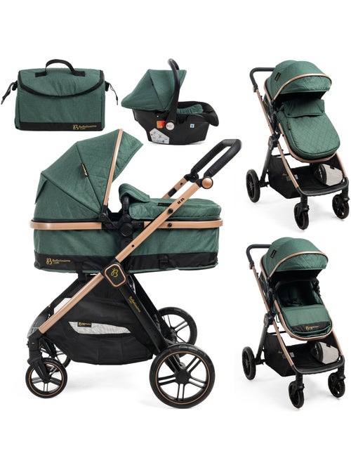 BEBELISSIMO - Poussette combinée trio 3 en 1 - siège auto 0+ IRIS – nacelle  - vert - Kiabi