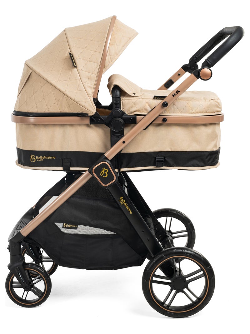 BEBELISSIMO - Poussette combinée trio 3 en 1 - siège auto 0+ IRIS – nacelle Beige - Kiabi