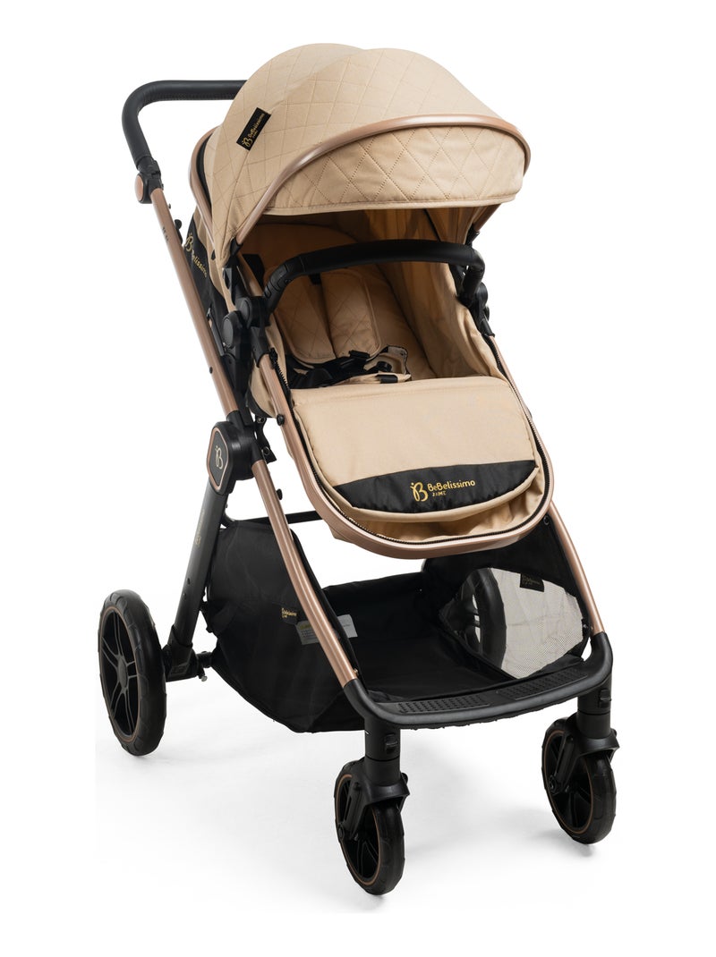 BEBELISSIMO - Poussette combinée trio 3 en 1 - siège auto 0+ IRIS – nacelle Beige - Kiabi