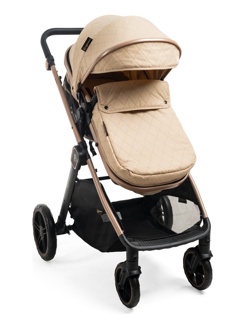 BEBELISSIMO - Poussette combinée trio 3 en 1 - siège auto 0+ IRIS – nacelle Beige - Kiabi