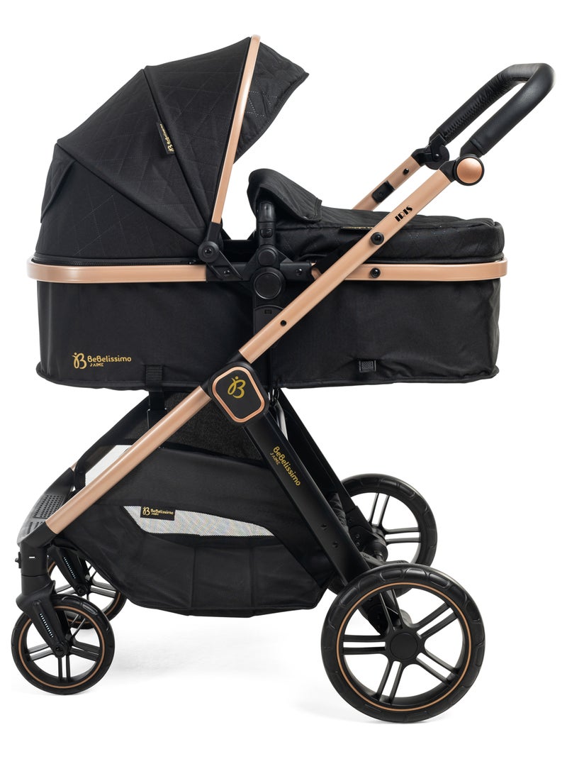 BEBELISSIMO - Poussette combinée trio 3 en 1 - siège auto 0+ IRIS – nacelle Noir - Kiabi