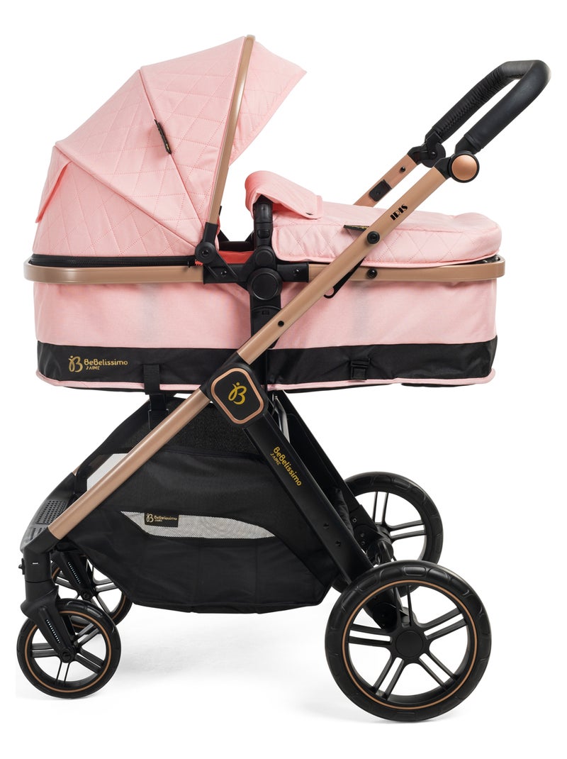 BEBELISSIMO - Poussette combinée trio 3 en 1 - siège auto 0+ IRIS – nacelle Rose - Kiabi
