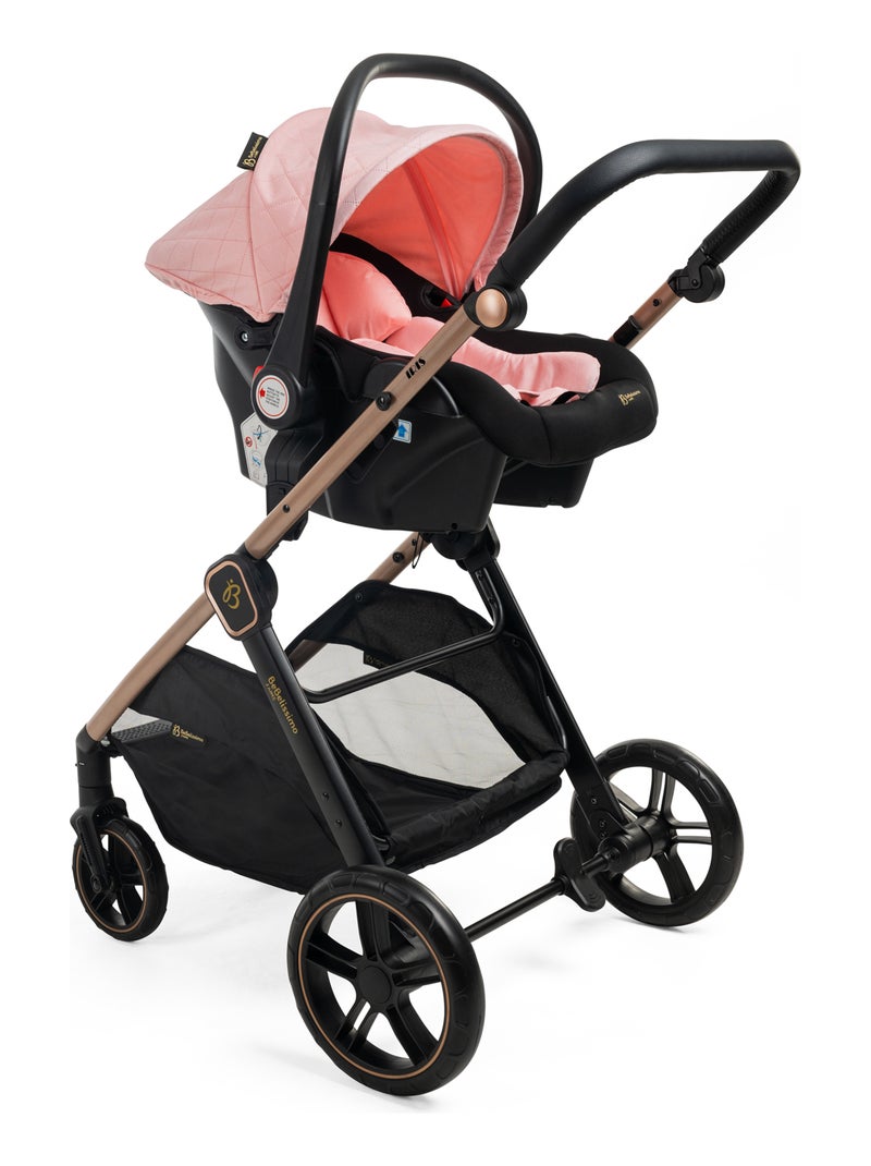 BEBELISSIMO - Poussette combinée trio 3 en 1 - siège auto 0+ IRIS – nacelle Rose - Kiabi