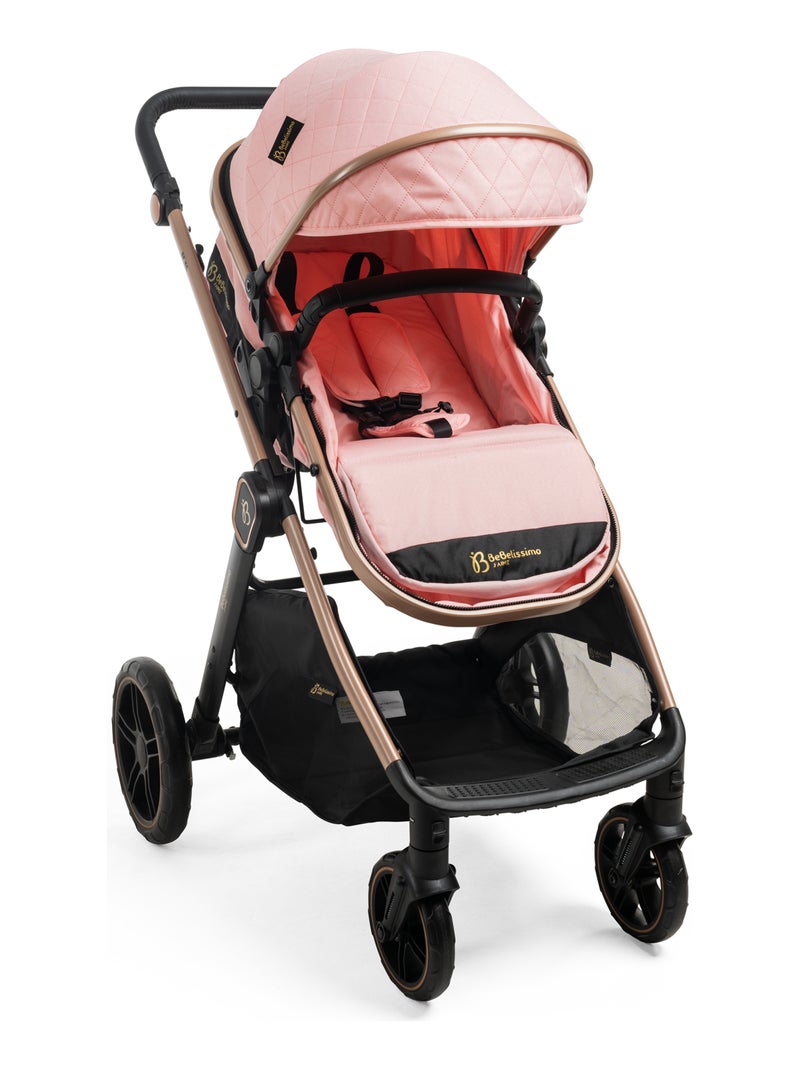 BEBELISSIMO - Poussette combinée trio 3 en 1 - siège auto 0+ IRIS – nacelle Rose - Kiabi