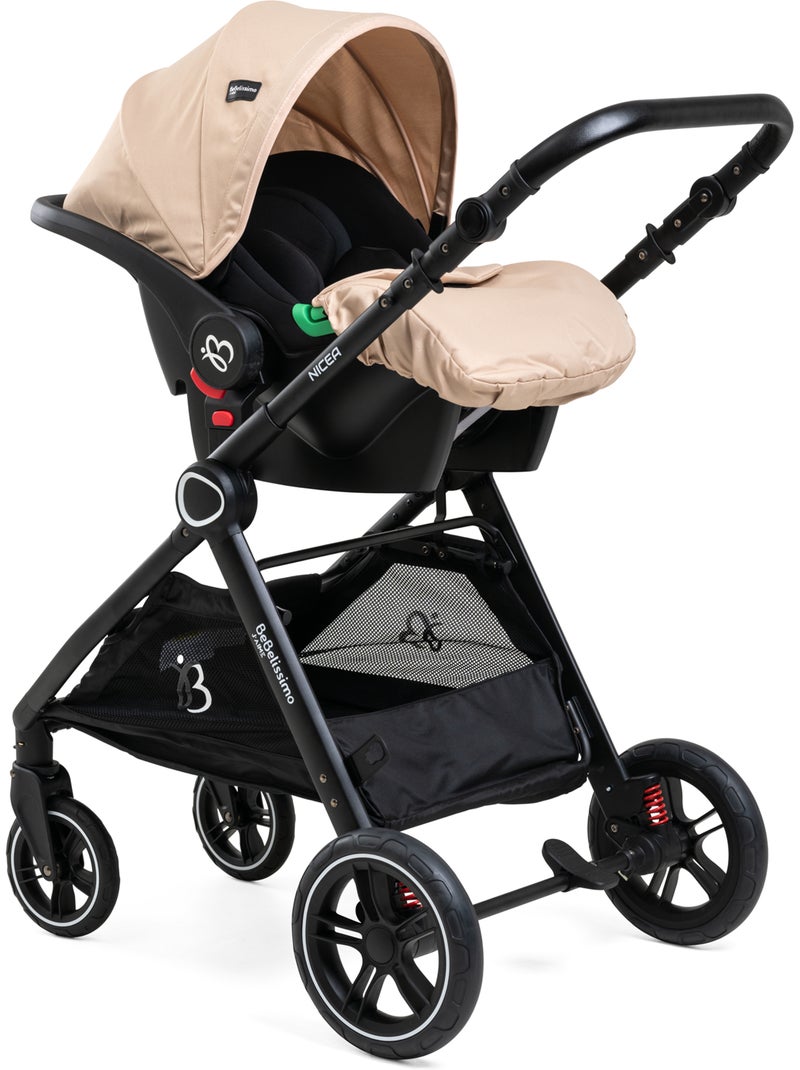 BEBELISSIMO - Poussette combinée trio 3 en 1 - siège auto 0+ Nicea – nacelle Beige - Kiabi