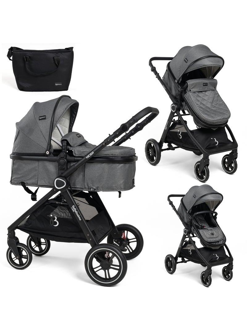 BEBELISSIMO - Poussette combinée trio 3 en 1 - siège auto 0+ Nicea – nacelle Gris - Kiabi
