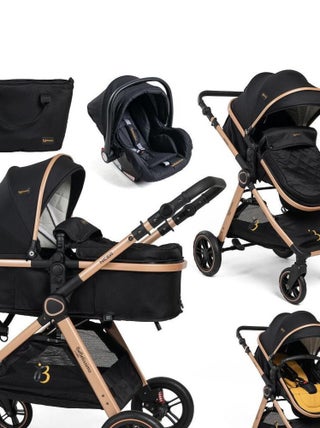 BEBELISSIMO - Poussette combinée trio 3 en 1 - siège auto 0m - jusqu’à 22kg – Nicea - gold