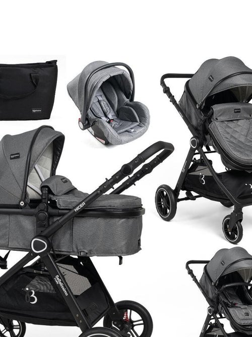 BEBELISSIMO - Poussette combinée trio 3 en 1 - siège auto 0m - jusqu’à 22kg – Nicea - gris - Kiabi