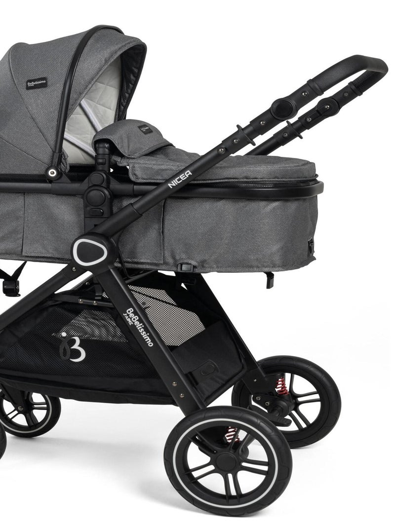 BEBELISSIMO - Poussette combinée trio 3 en 1 - siège auto 0m - jusqu’à 22kg – Nicea - gris Gris - Kiabi