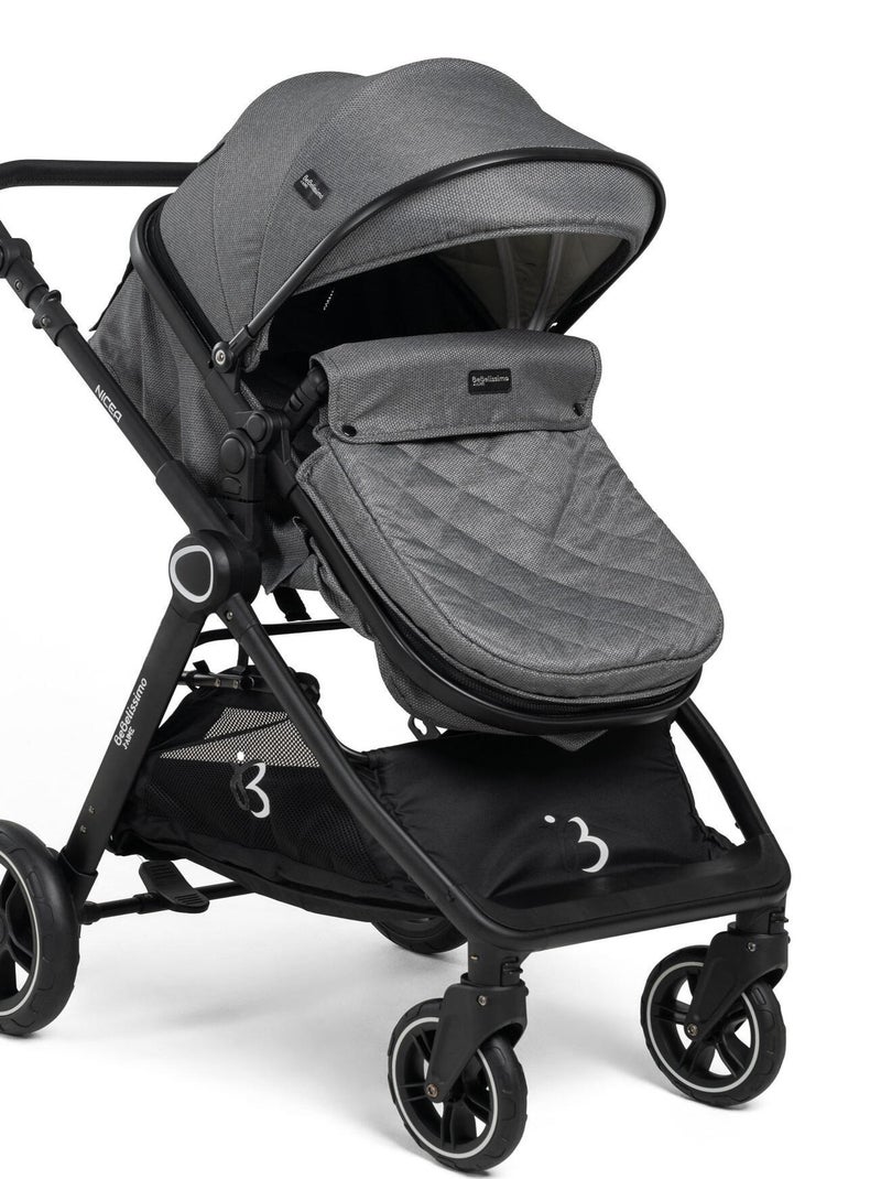 BEBELISSIMO - Poussette combinée trio 3 en 1 - siège auto 0m - jusqu’à 22kg – Nicea - gris Gris - Kiabi